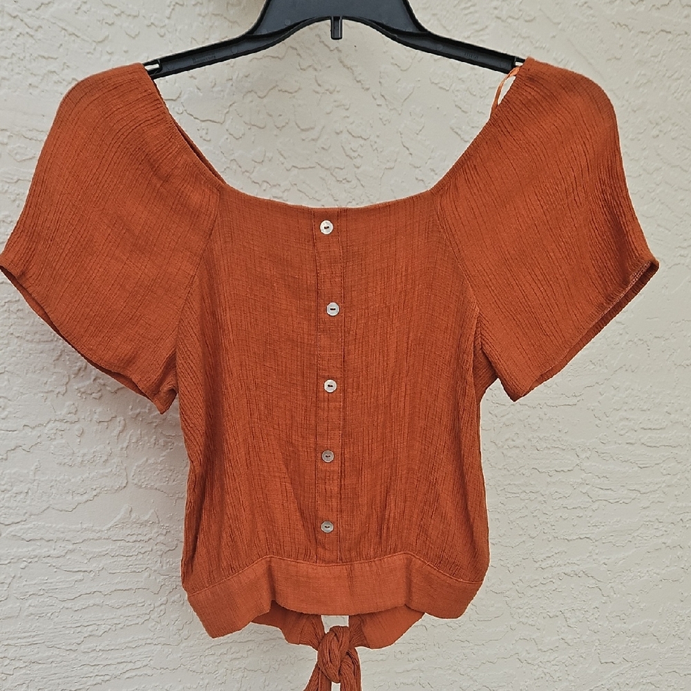 Elegant Rust Button-Down Blouse
